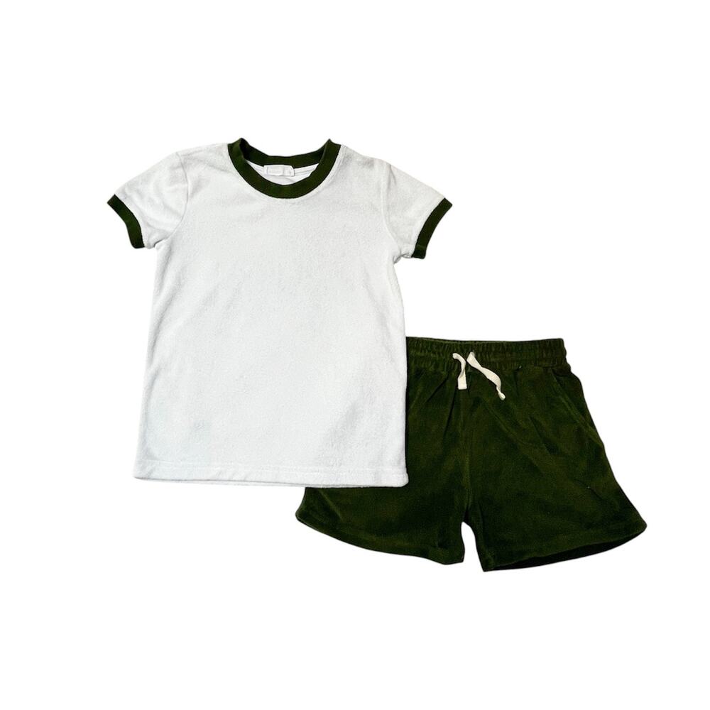 Minnow French Terry Ringer Tee and Shorts Outfit Size 7/8